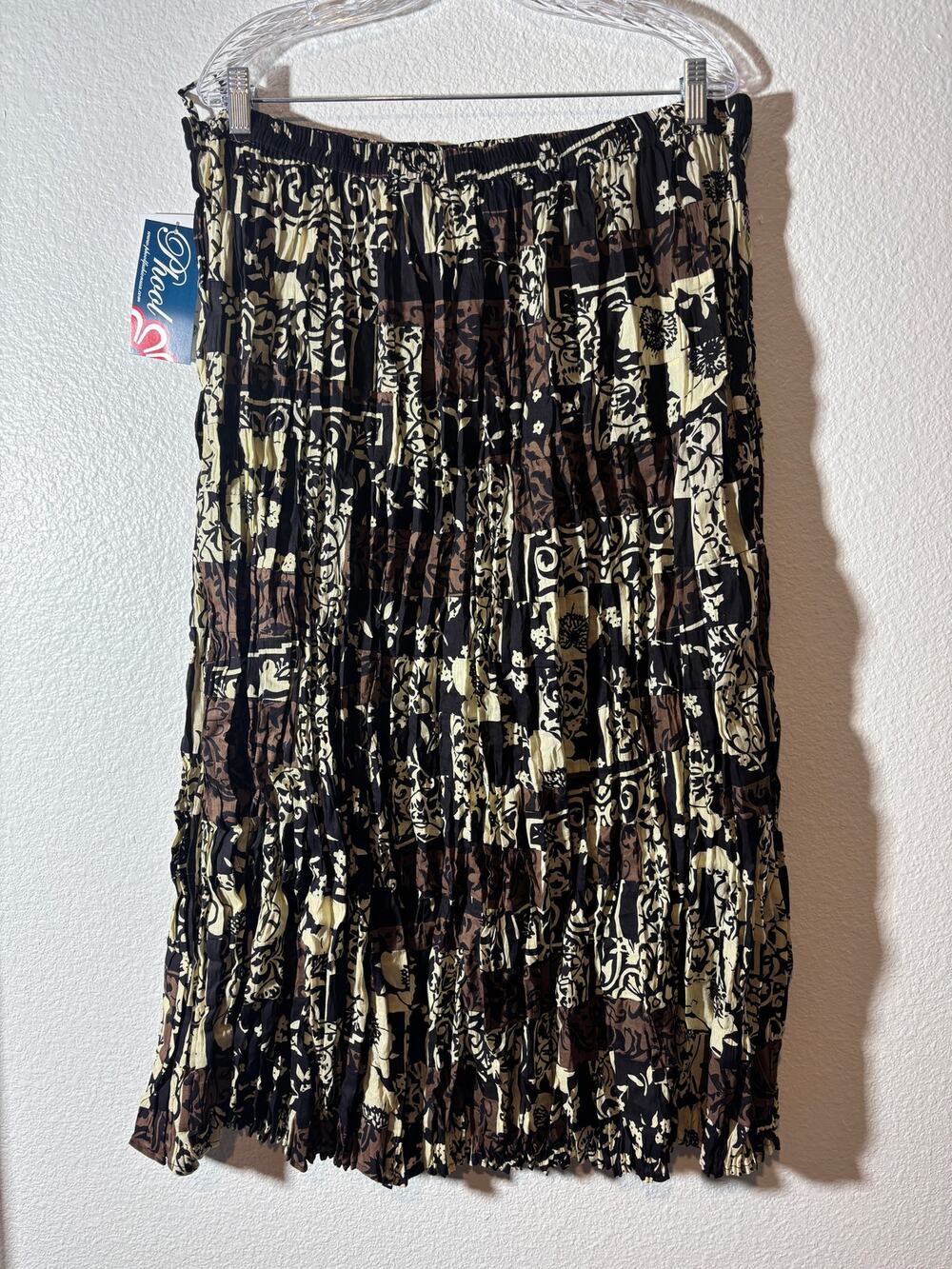 Vintage Phool NWT Women's Size 2X Tiered Broomstick Midi Skirt Abstract Floral